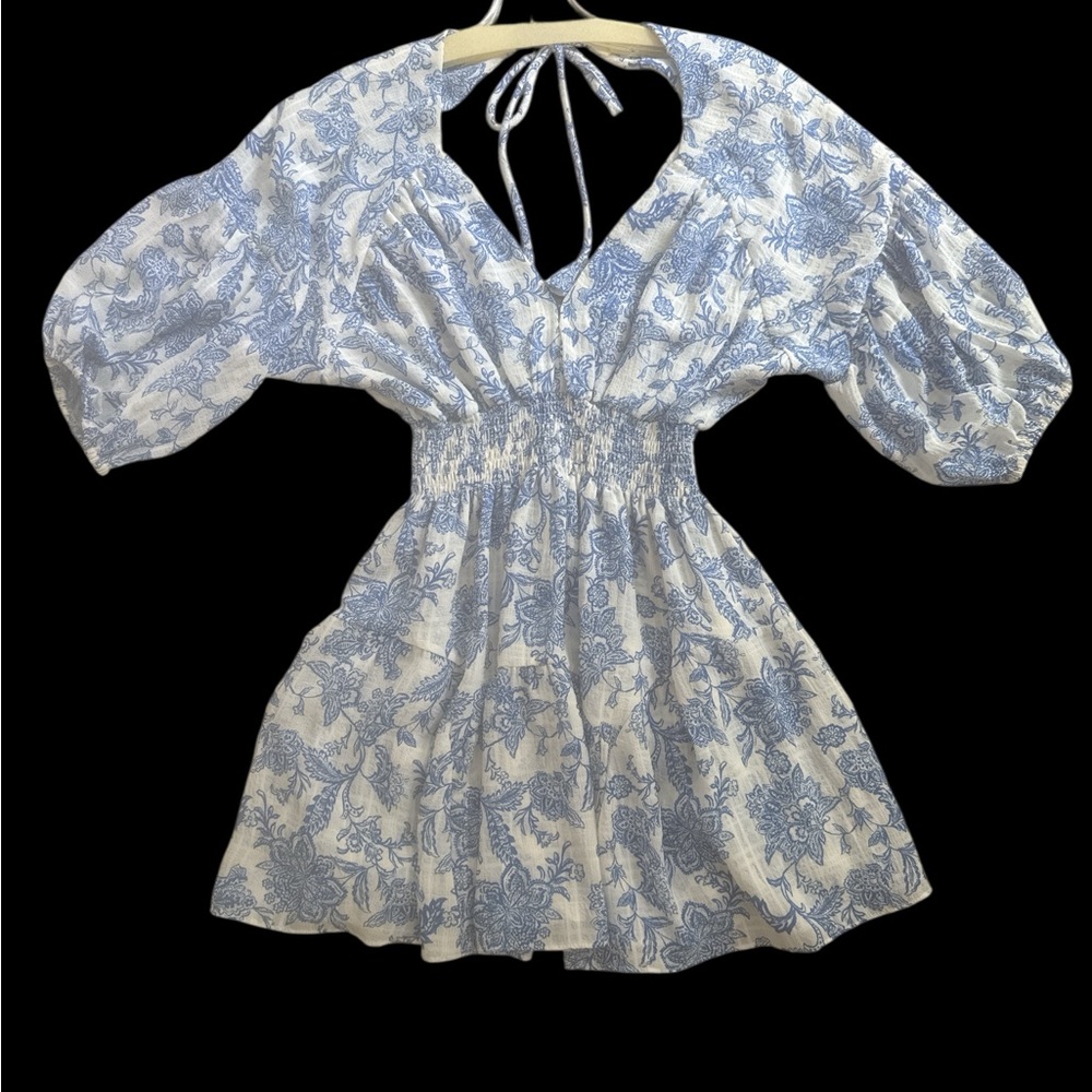 Misa Los Angeles Blue and White Mini Dress
